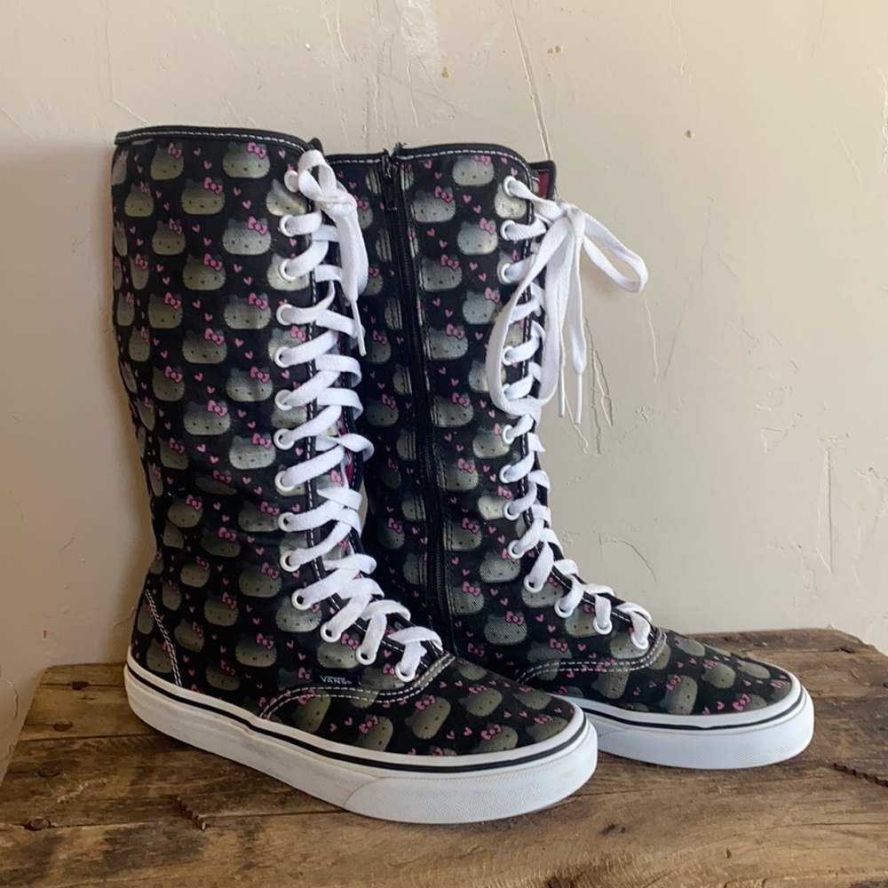 Worn twice Hello Kitty Lace Up Vans youth size 2.5